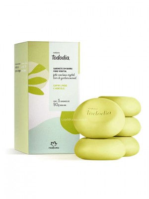 Natura Sabonete Em Barra Puro Vegetal Tododia Capim Limão e Hortelã - 5un de 90g