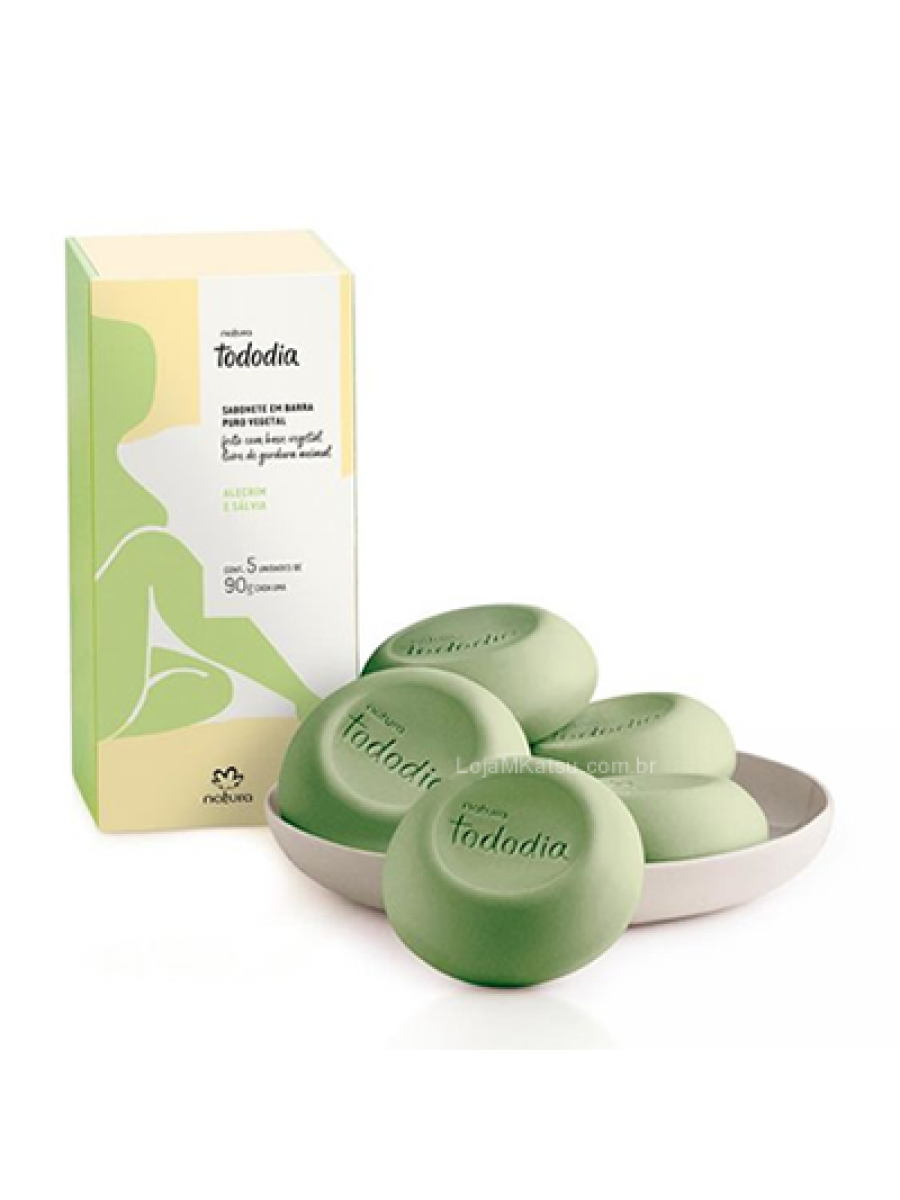 Natura Sabonete em Barra Puro Vegetal Alecrim e Sálvia Tododia - 5un de 90g